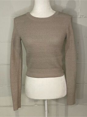 Garage Taupe Waffle Knit Long Sleeve Top